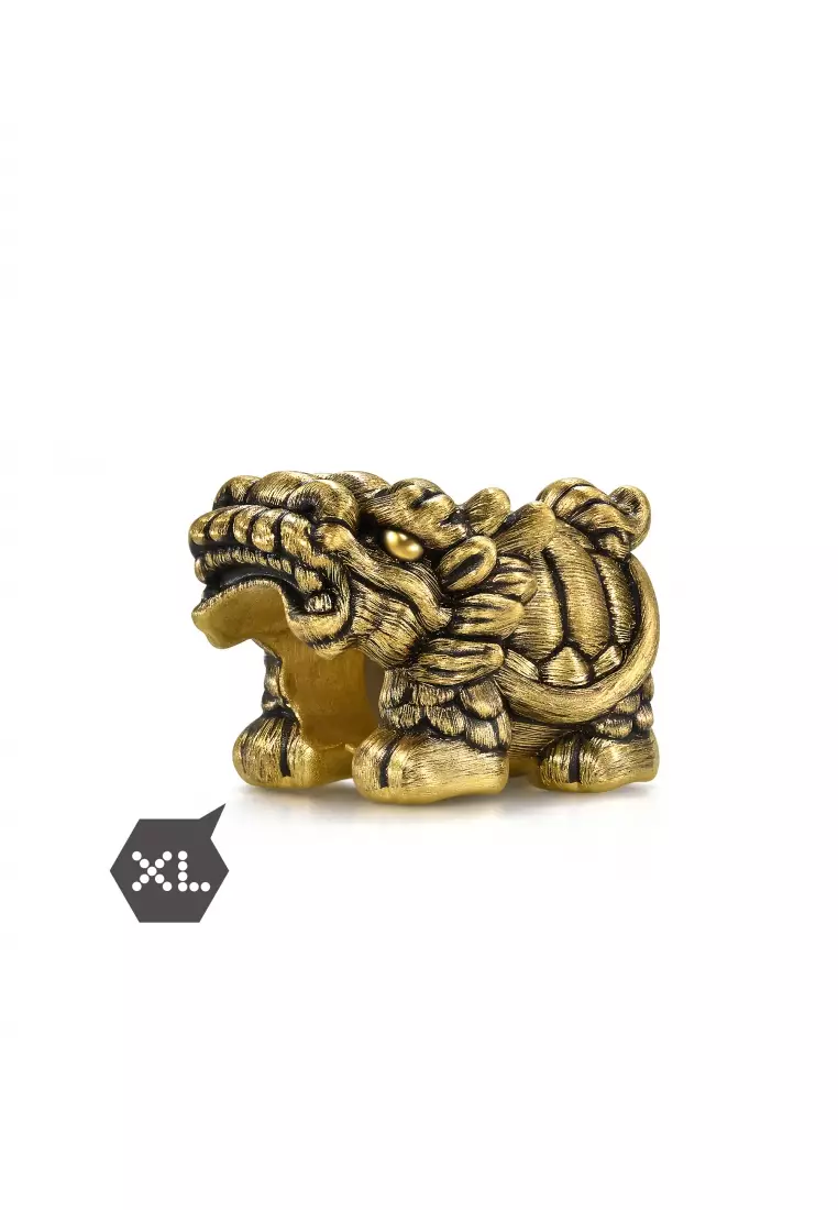 999 24K Solid Gold Noir XL Charm Gold Dragon Tortoise Charm 94385C (Bracelet not included)