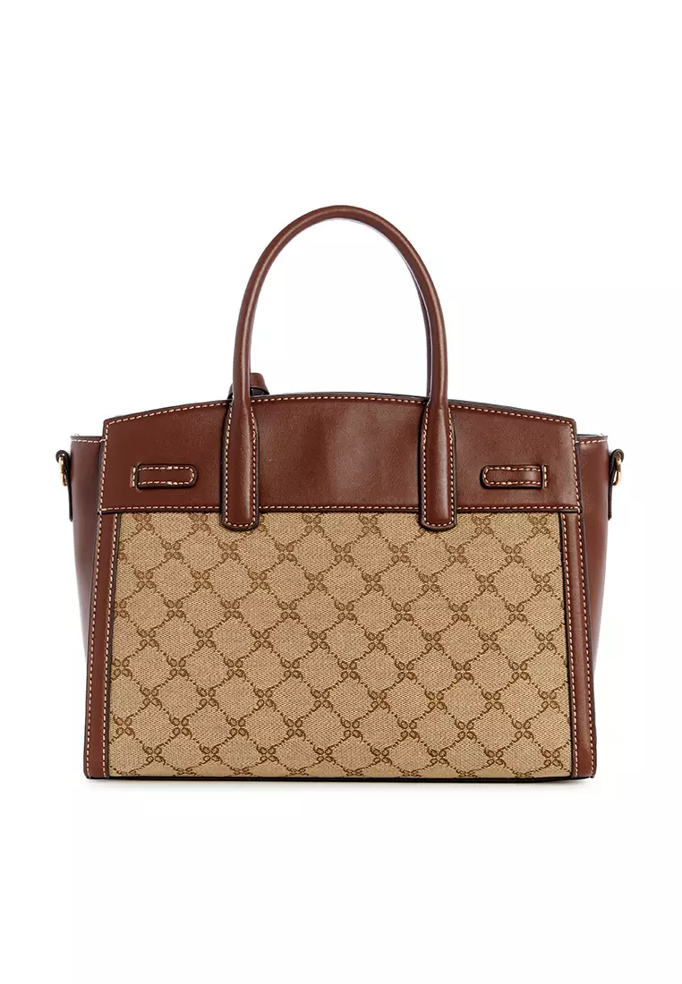 Buy Nine West Dax 3 Compartment Satchel Mocha Logo/Mahogany 2025 Online