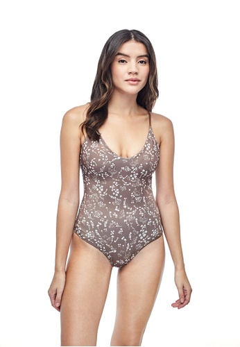 Ozero Swimwear brown SELIGER One-Piece Sustainable Swimsuit in Russian Summer Print Mocha F67BAUS86EE7A6GS_1