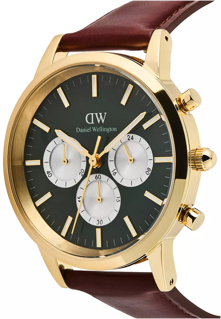 Iconic Chronogprah 42mm St Mawes Emerald Panda Gold Men Watch stainless steel Leather strap watch DW Official Authentic Original