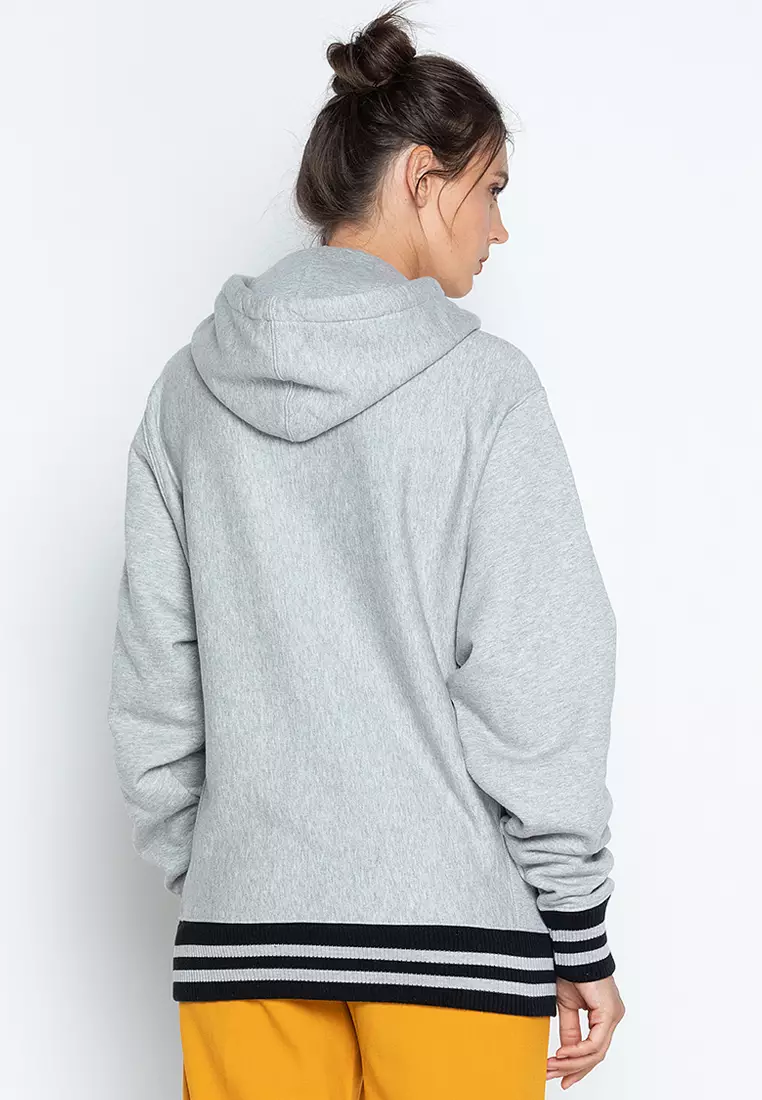 Buy Champion women plus size brand logo long sleeve drawstring hoodie grey  Online