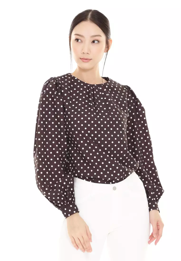 Christina Polka Dot Blouse in Black