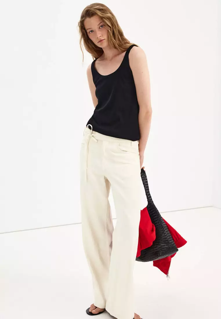 Low-Rise Tie Jeans
