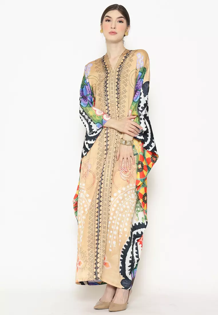 Kanzi Long Sleeve Monochrome Ethnic Kaftan
