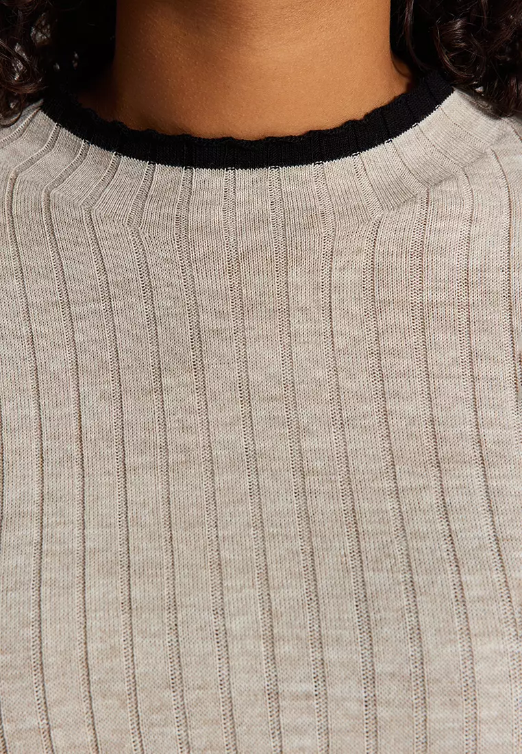 Plus Size Stripe Detailed Knitwear Sweater