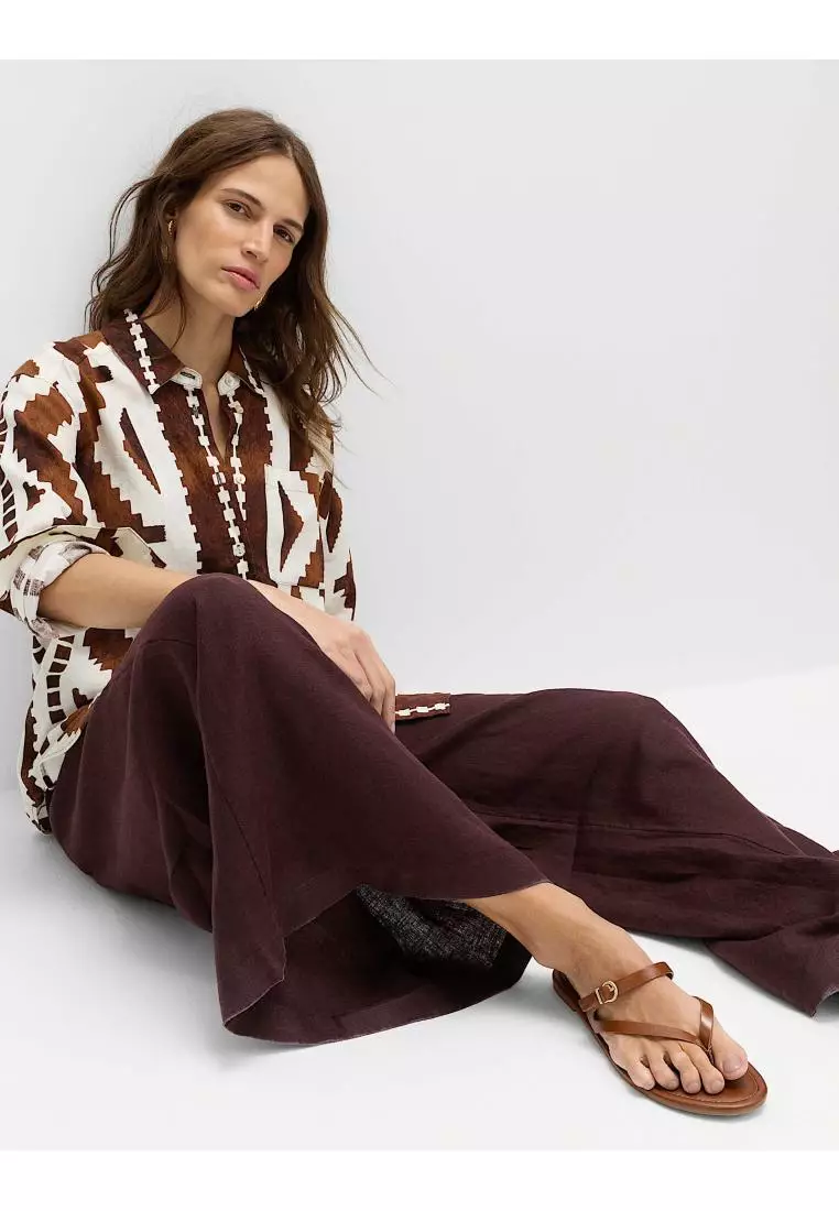 Pure Linen Wide Leg Palazzo Trousers