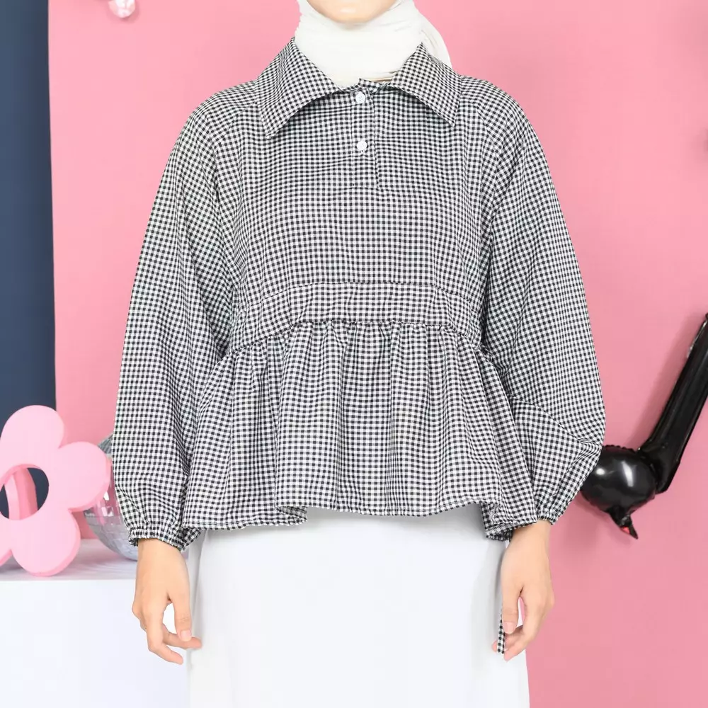 Cepti Blouse Tartan - Black M19868 R65S1