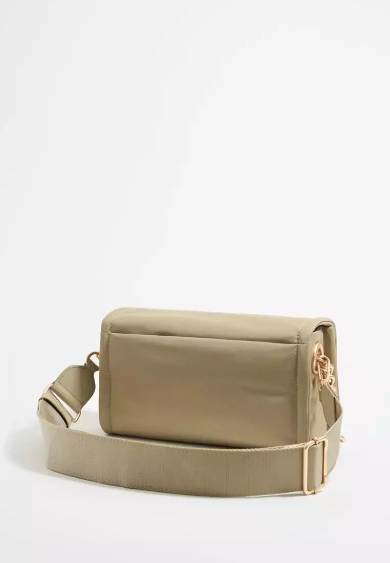 Bimba Y Lola M Light Khaki Nylon Flap Bag