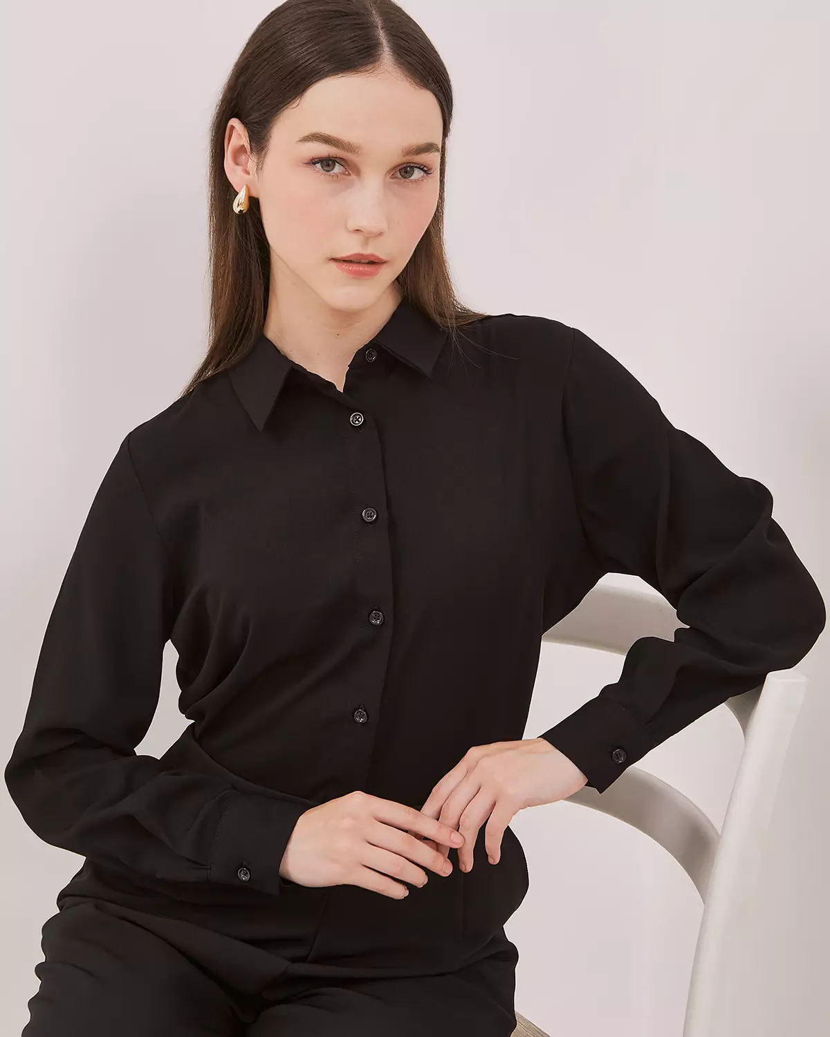 WOMEN'S BLACK LONG SLEEVE SHIRT