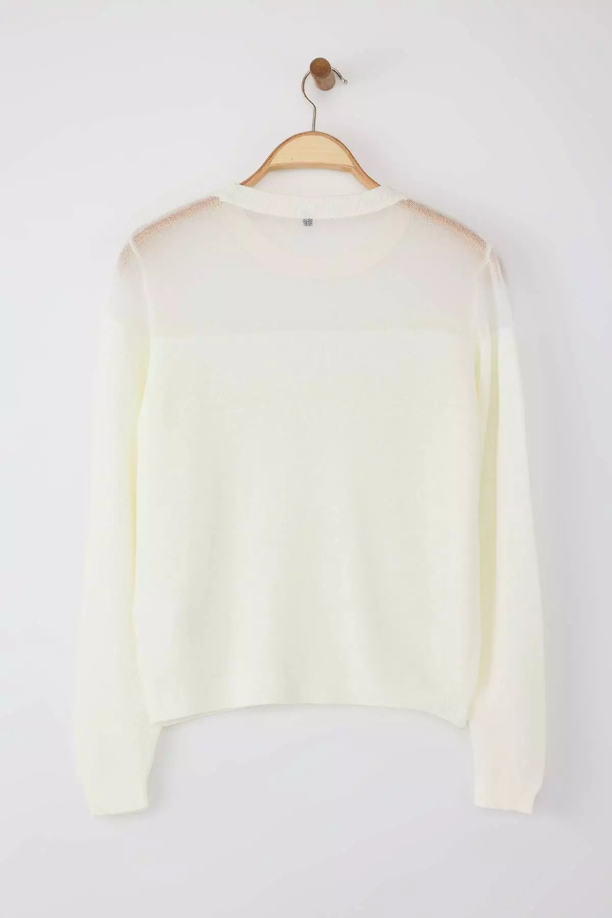 Ecru Glittery Transparent Detailed Knitwear Sweater