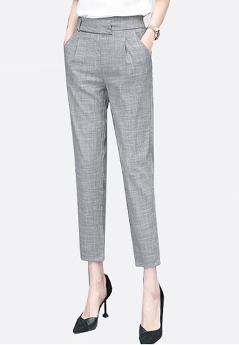 Twenty Eight Shoes grey VANSA Cotton Linen High Waist Suit Trousers  VCW-P709 227FFAA3647709GS_1