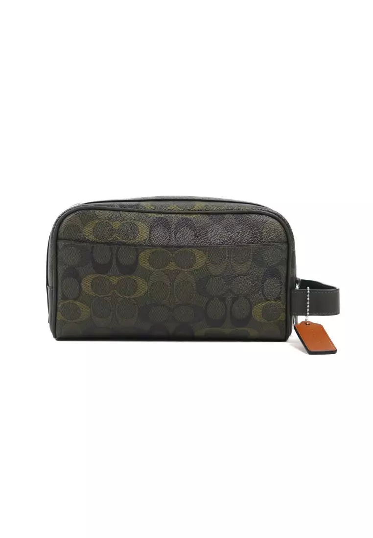 Jual Coach Tas COACH SIGNATURE MONOGRAM CAMO SILVER GREEN POUCH 100% ...