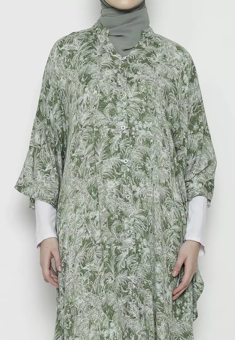 Urban Exchange Misha Kaftan Green - Gamis Kaftan Rayon