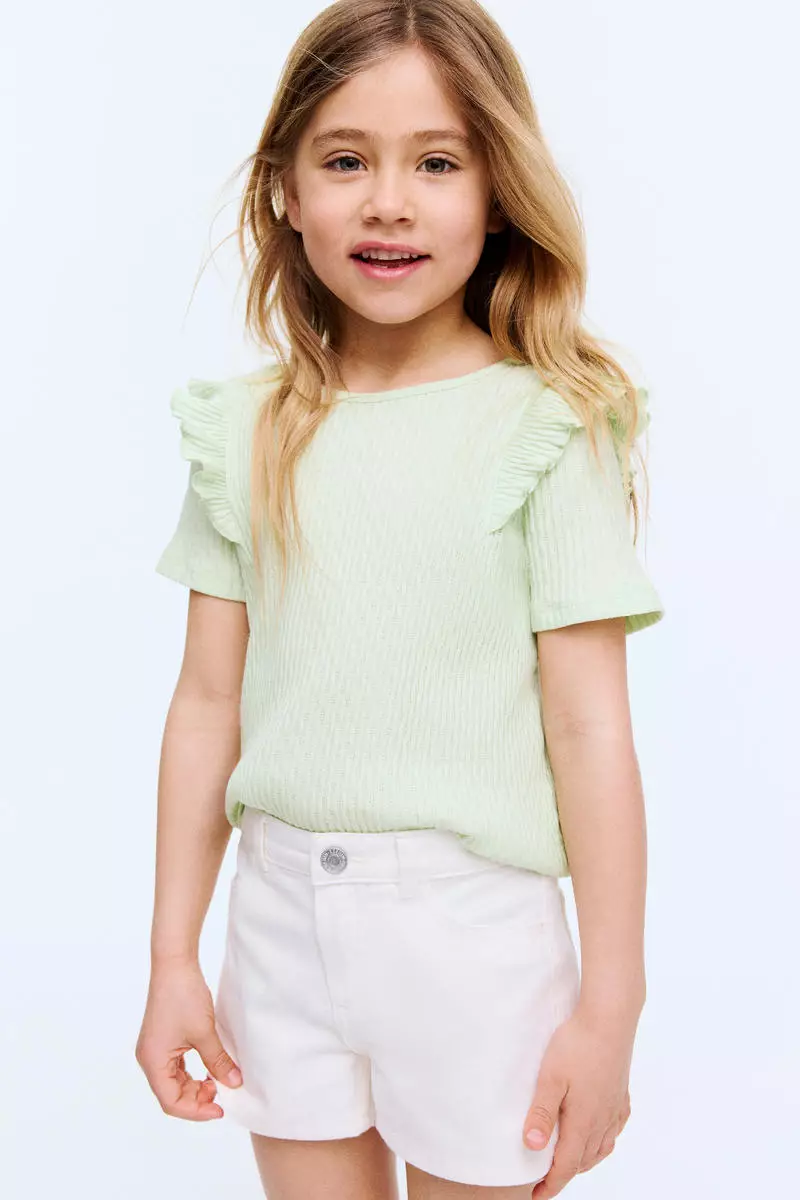 Flounce-trimmed cotton top