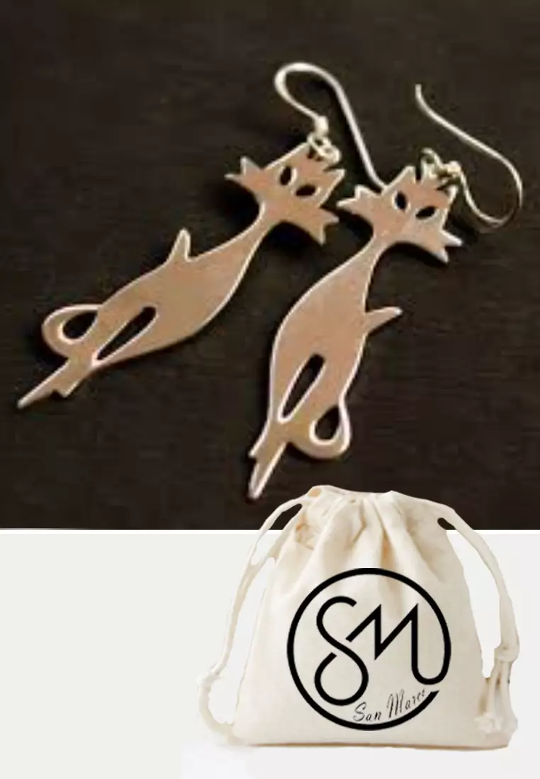 Aksesoris Wanita Cat Style Earring Anting Wanita Silver