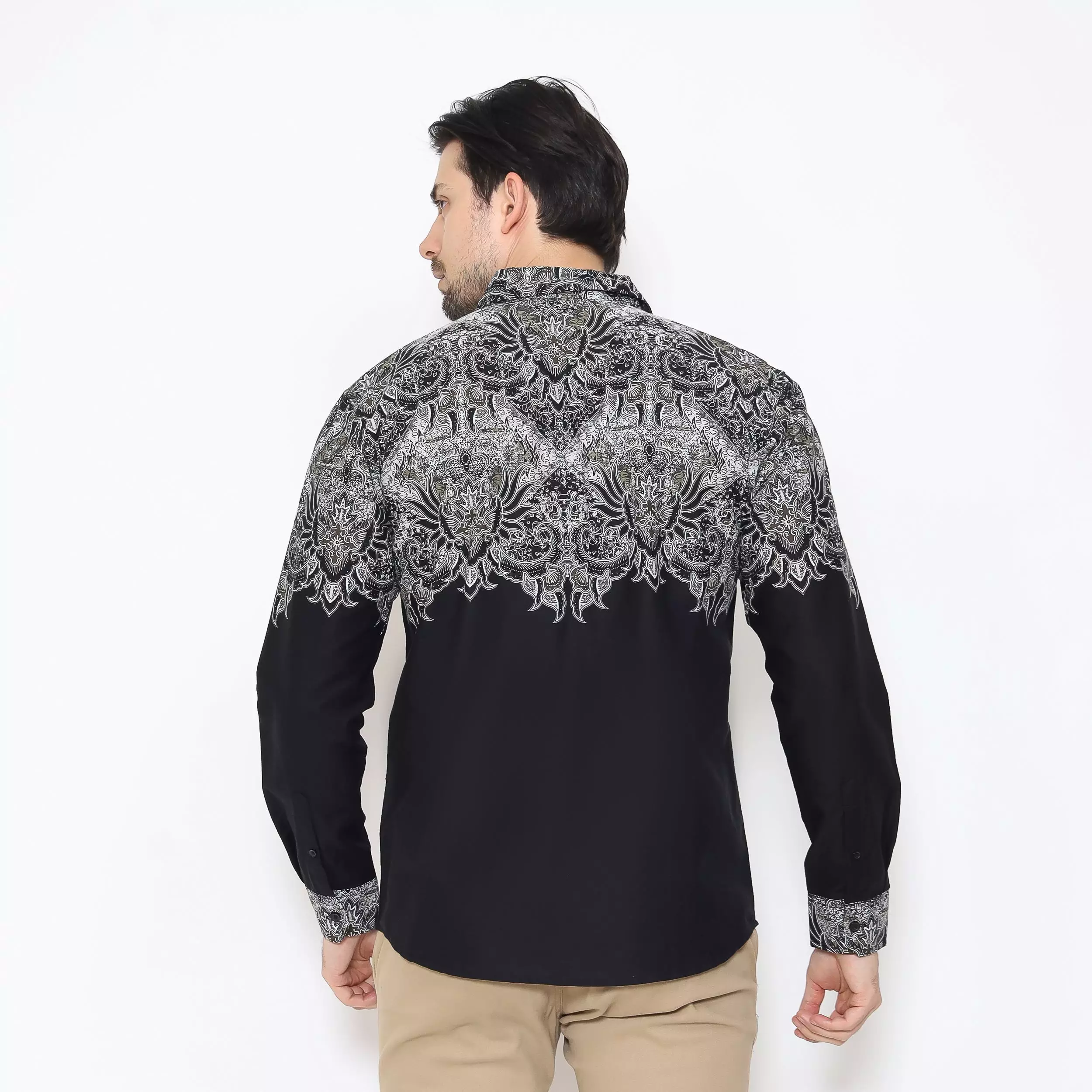 AMK Kemeja Batik Pria Lengan Panjang SHB Sharga Ls Black