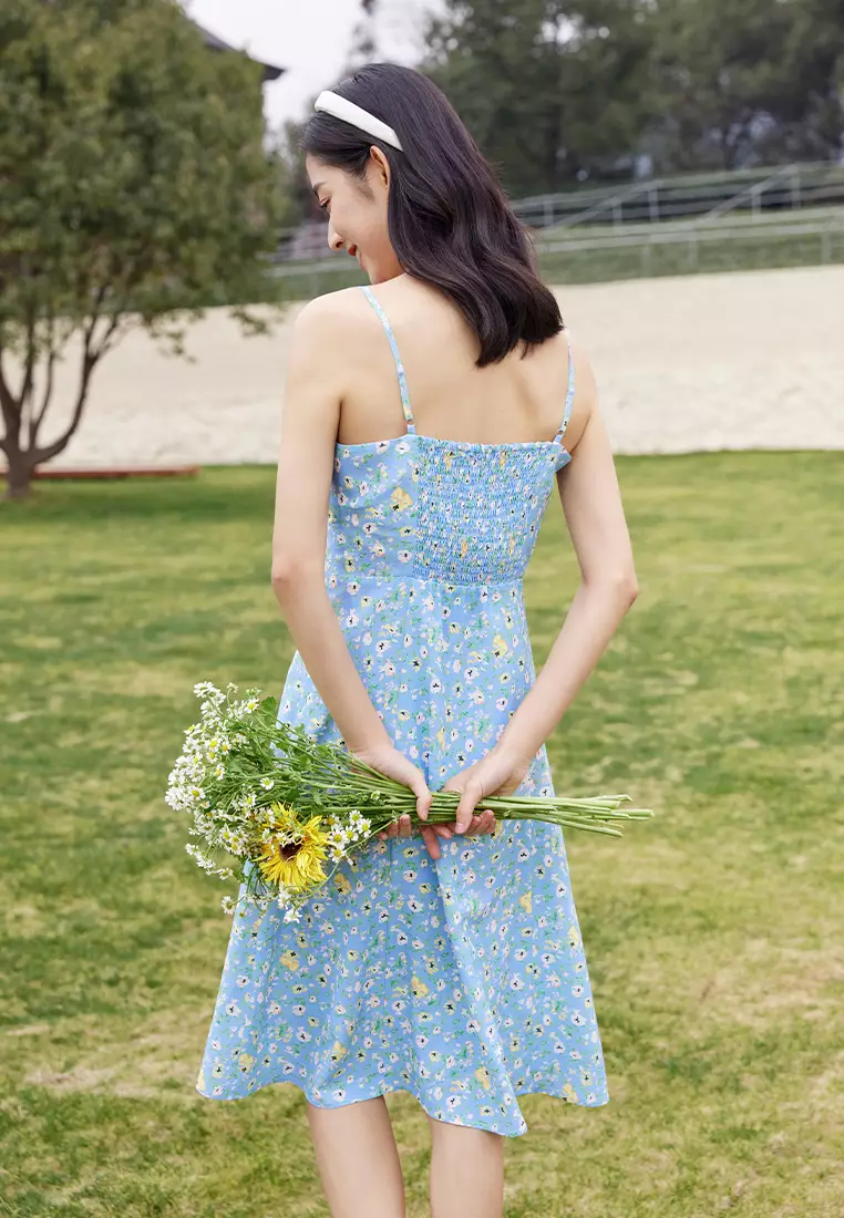 Sleeveless Summer Picnic Dress with Floral Print