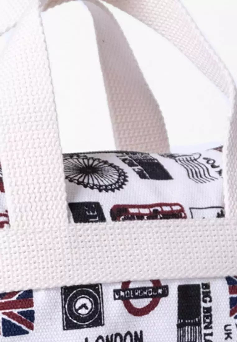 Pamole Pouch Kosmetik Bahan Kanvas Penutup Resleting - London