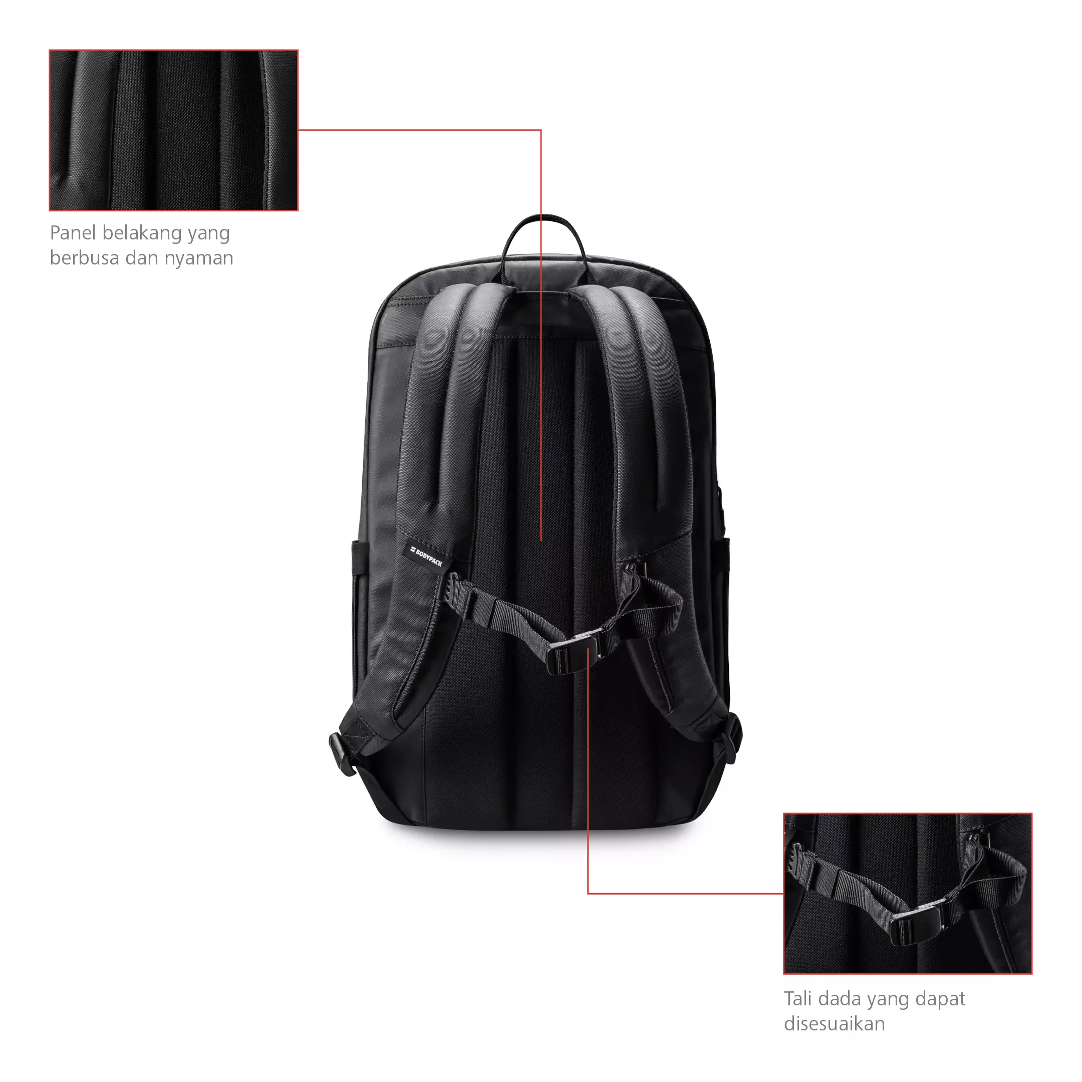 Winston Laptop Backpack 15 Inch Tas Ransel Kerja Kuliah Sekolah Durable Tahan Lama 7 L - Hitam
