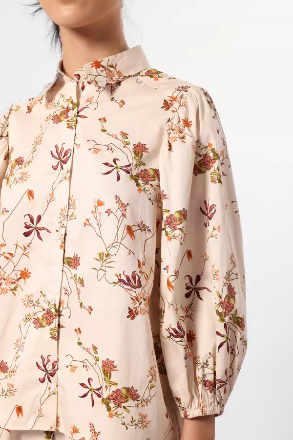 MINIMAL - Gaurine - Blus Motif Bunga - Beige Colour Beige