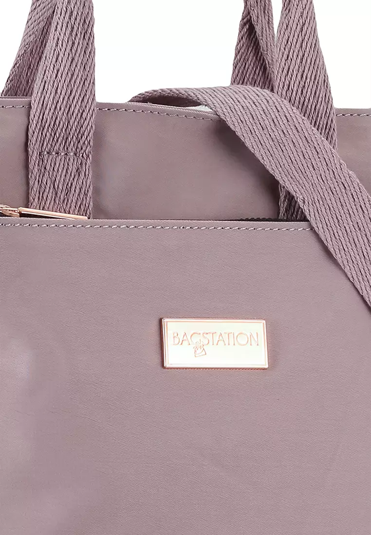 Rose Gold Series Crinkle Nylon Convertible Top Handle Bag