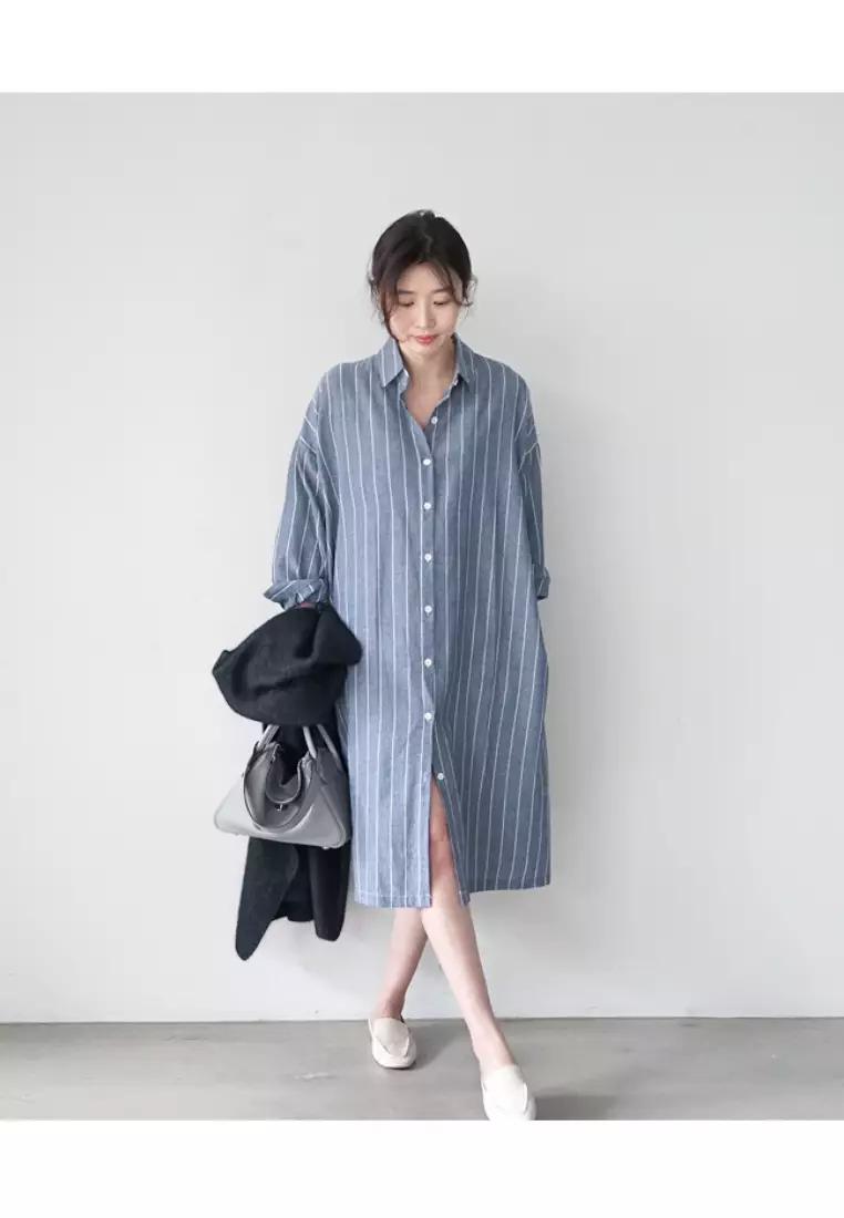 New casual striped slim fit oversized shirt CA25091917GY