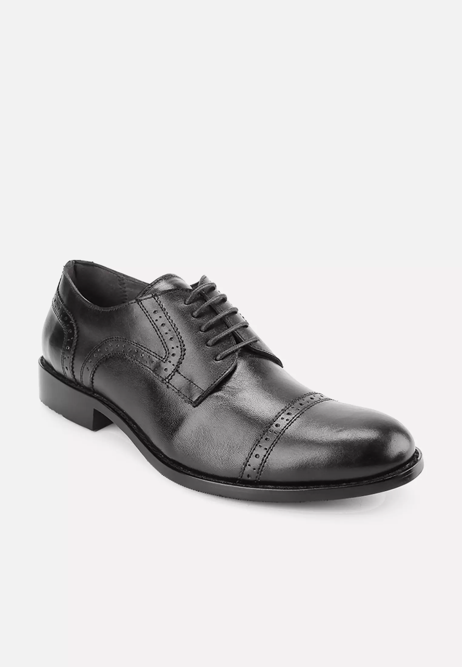 Sergio Sepatu Pantofel Pria Tali Guinine Leather - Black