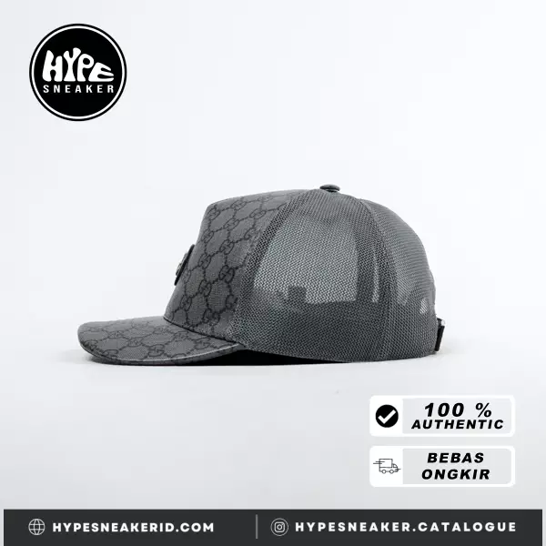 Topi GUCCI GG INTERLOCKING SHW MONOGRAM MESH GREY CAP 100% ORIGINAL