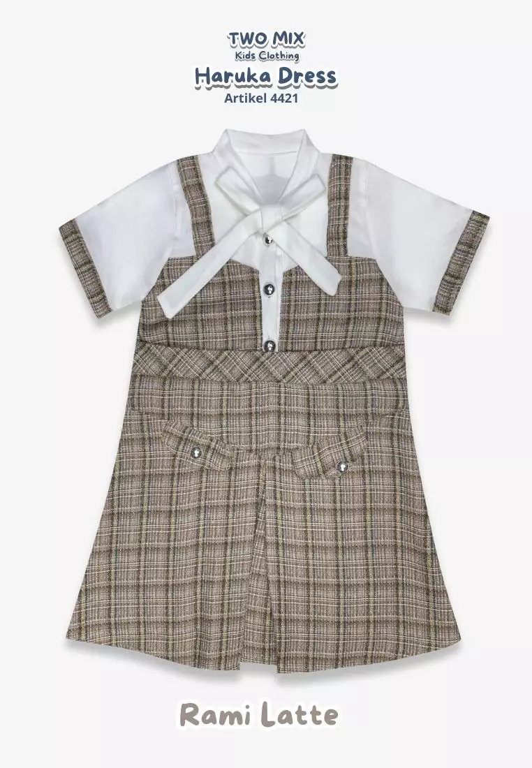 Two Mix - Haruka Dress - Dress Anak Perempuan Fashion 1-8 Tahun 4421 Latte