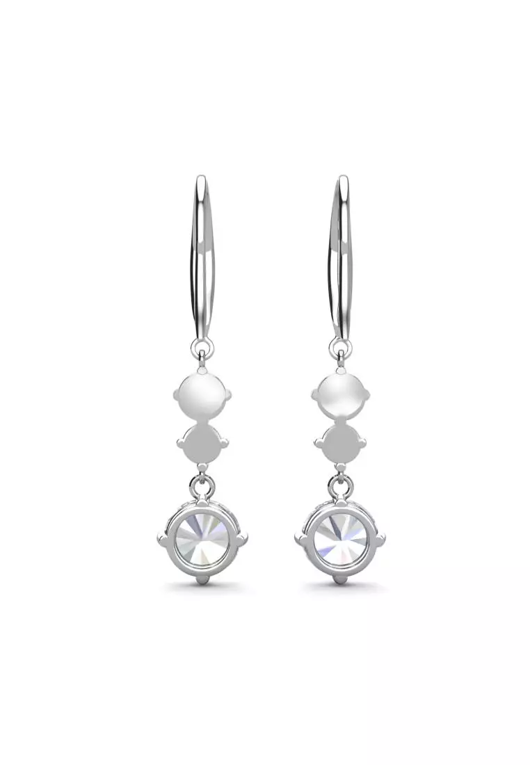 Tri Dangling Hook Earrings WG - Anting Crystal by Her Jewellery