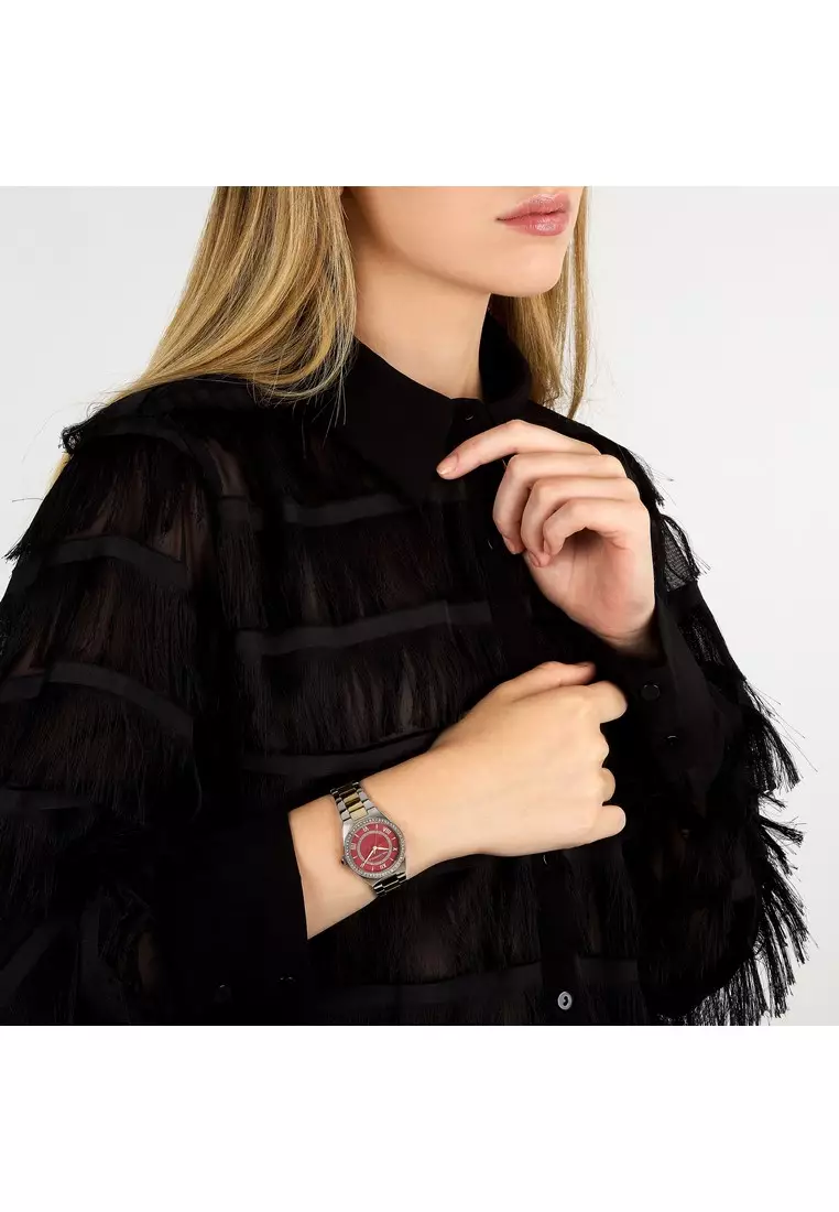 【2 Years Warranty】KARL LAGERFELD Hamburg Collection 30mm Women's Red Dial Quartz Watch R0553105503