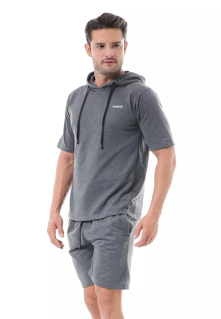Vincent Setelan Hoodie Pria Sweatshirt Set Casual Motif Polos Material Baby Terry ORIGINAL - Dark Gray