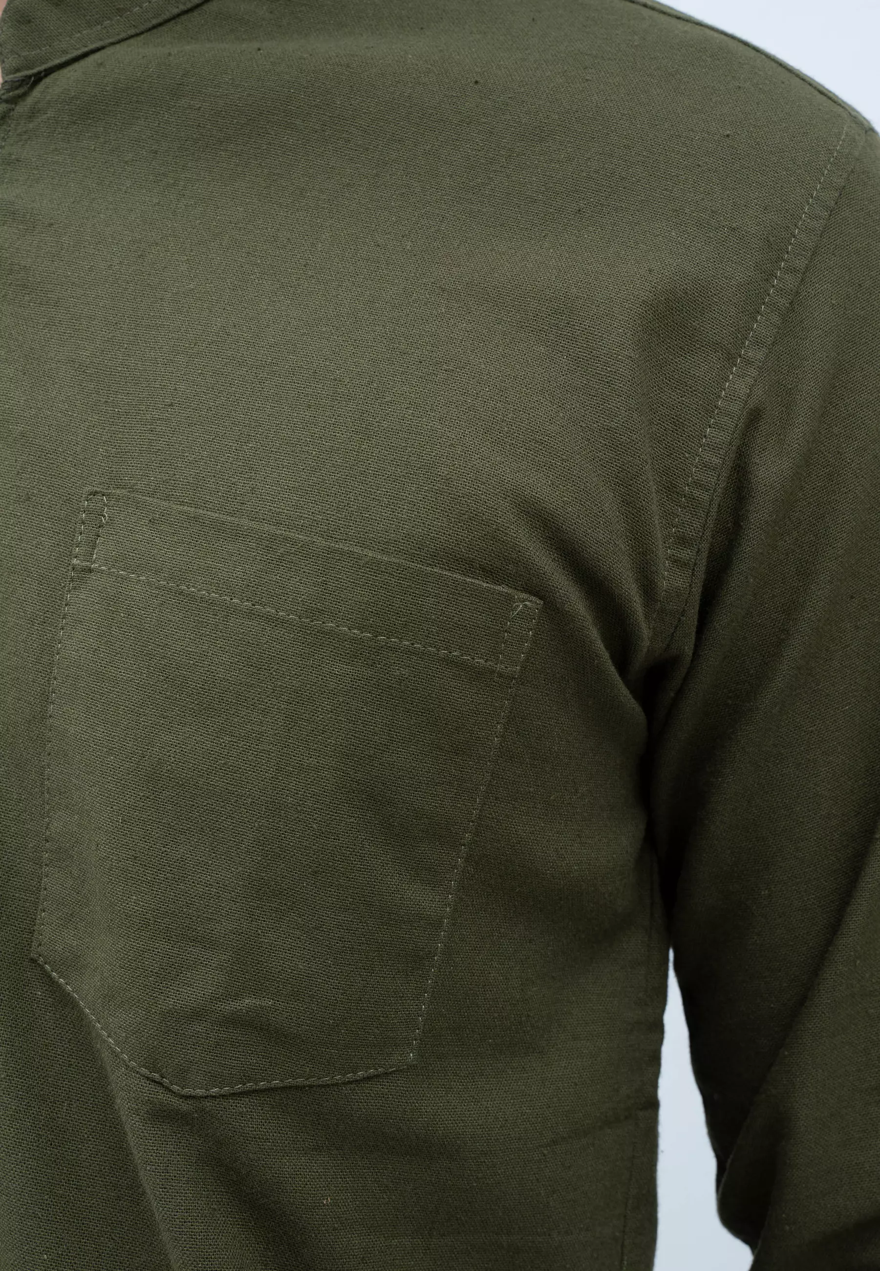 Houseofcuff kemeja Koko Lengan Panjang Pria Army