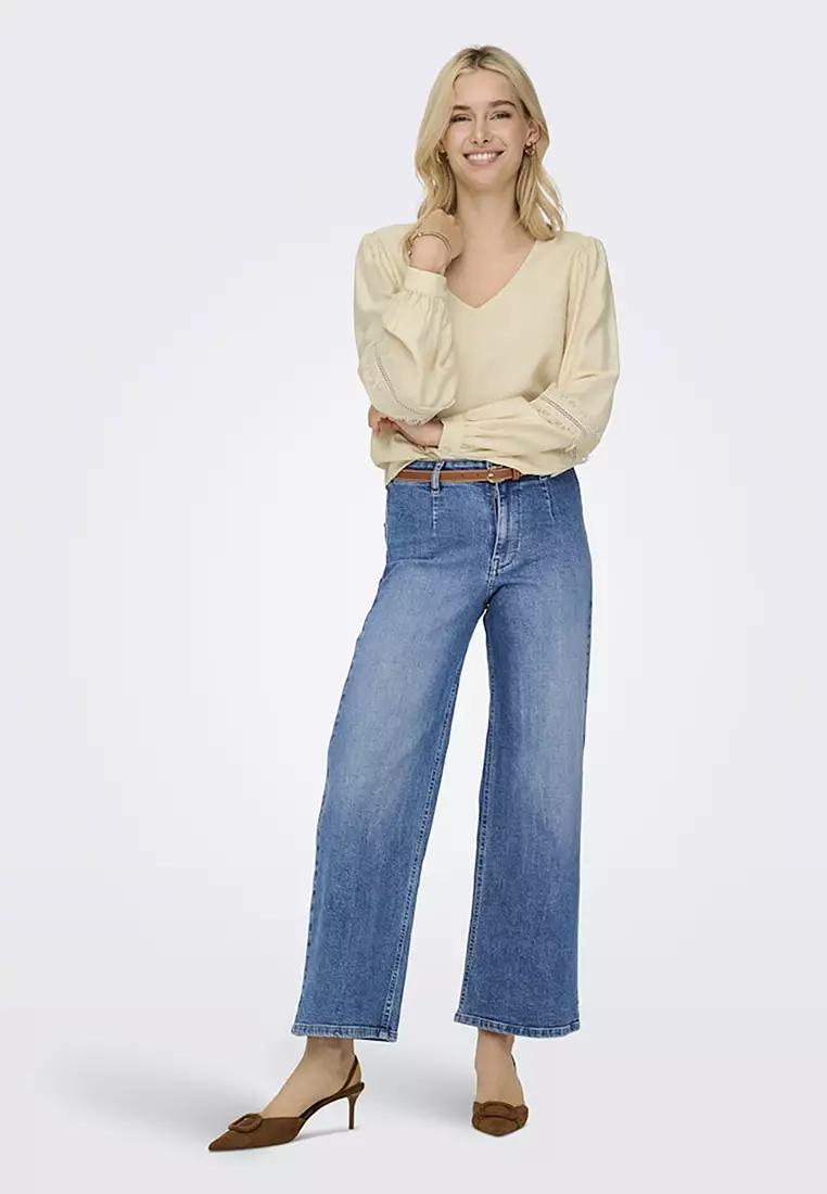 Long Sleeve Lace Woven Top