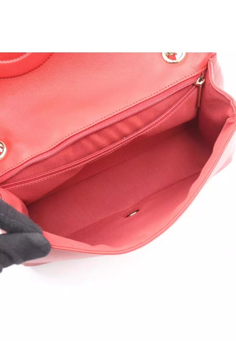 Pre-Loved Chanel coco mark W chain shoulder bag chain shoulder bag lambskin Red gold hardware