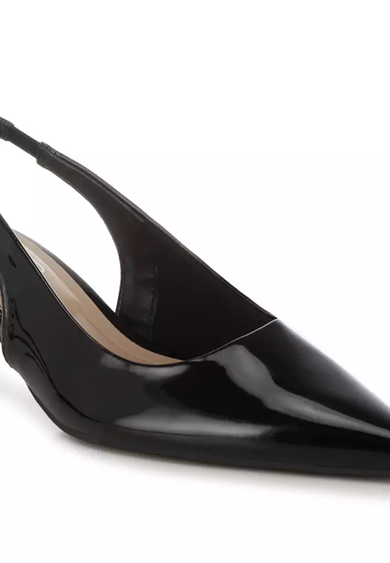 Kitten Heel Slingback Sandals in Black