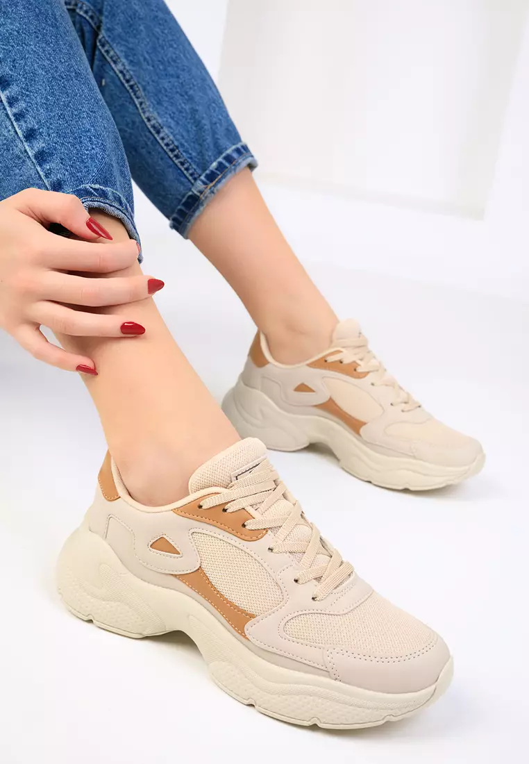 Beige-Tan Women's Sneakers 18147