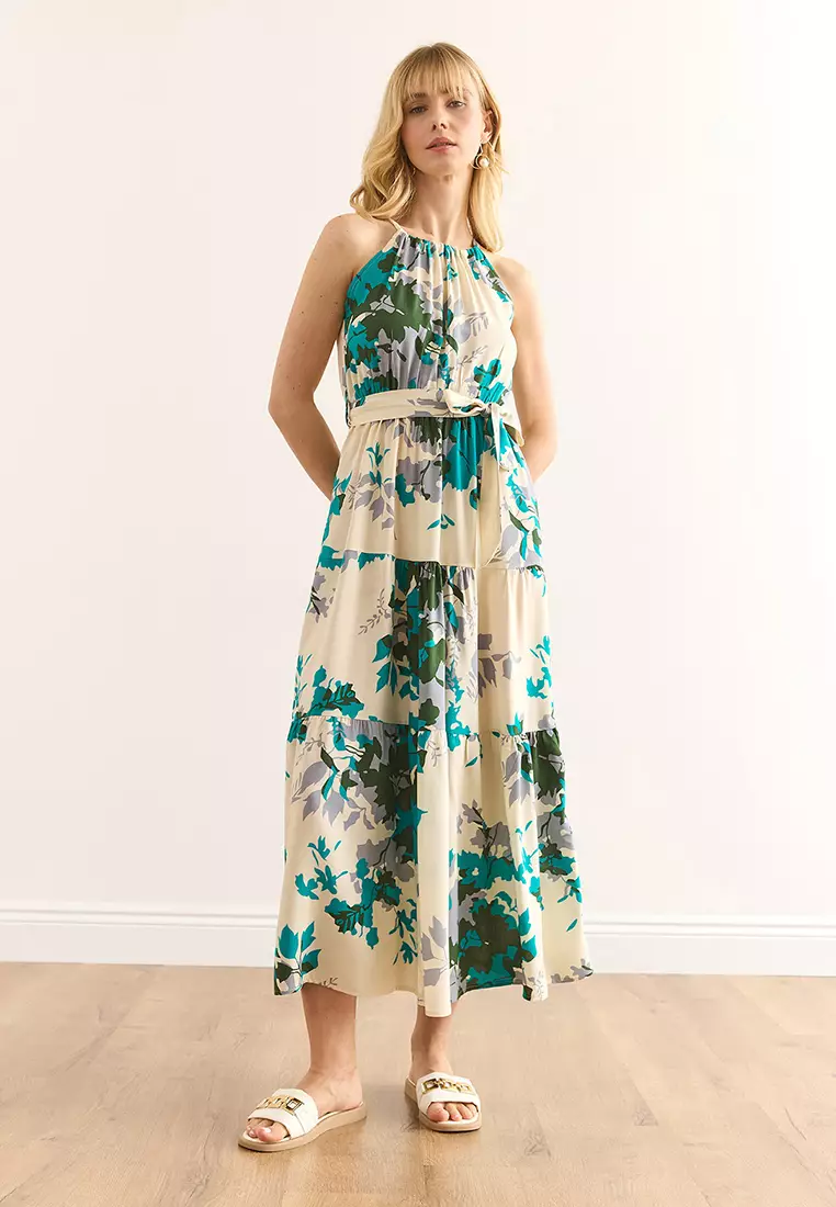 Halter Neck Belted Dress