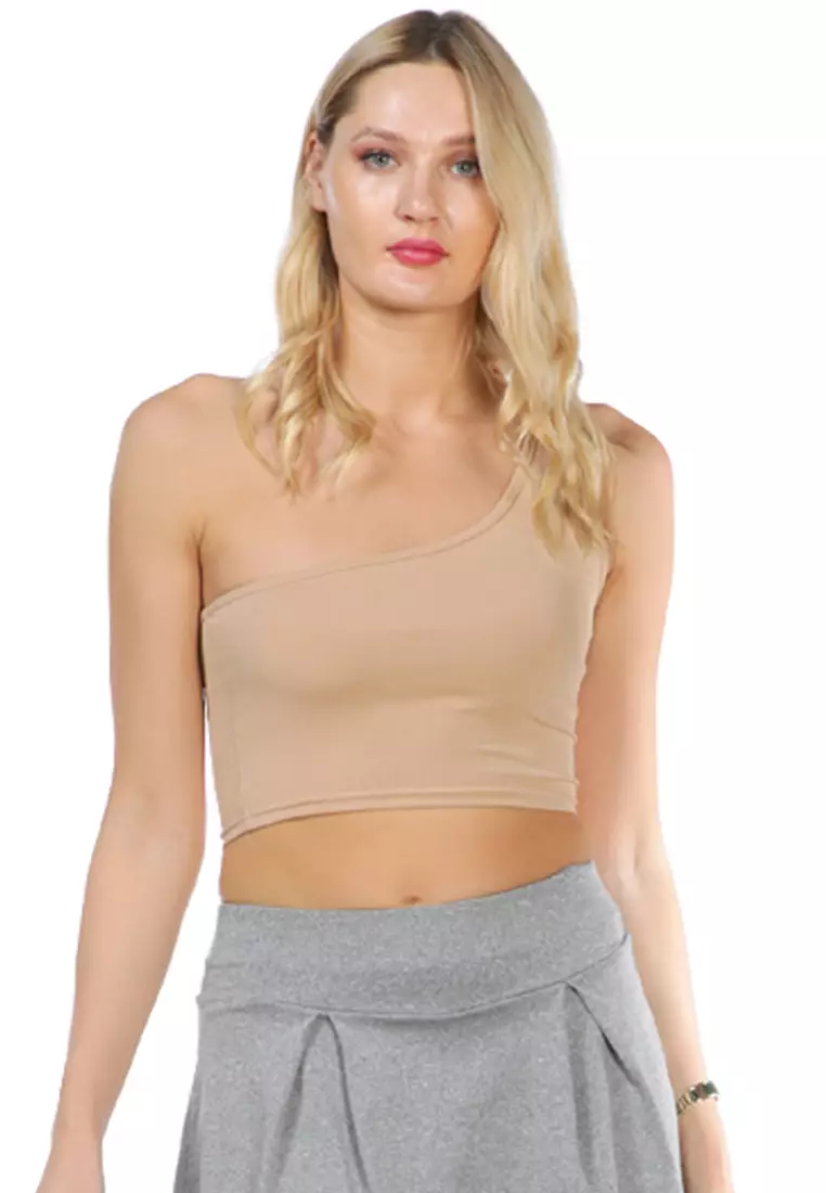 Khaki one shoulder best sale top