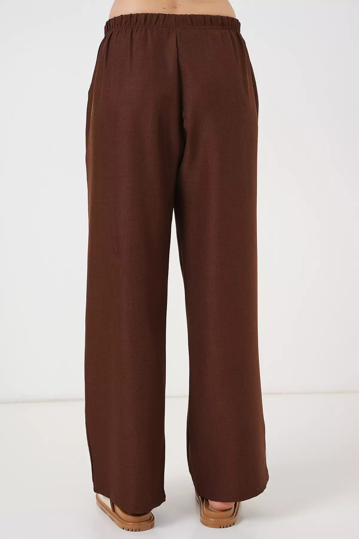 Wide Leg Linen-Look Trousers