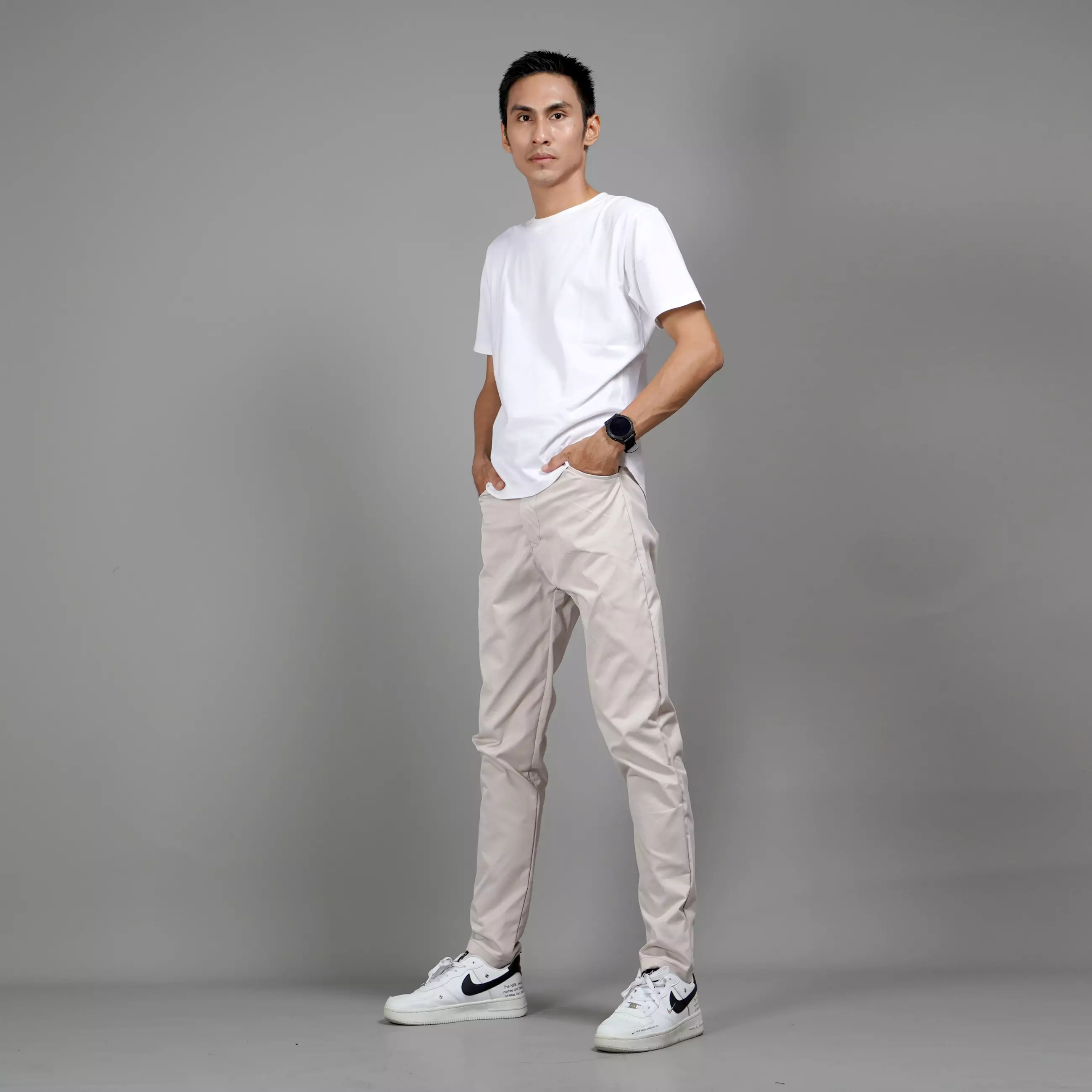  JEFAN Celana Chino Celana Casual Pria Chinos Pants - KREM