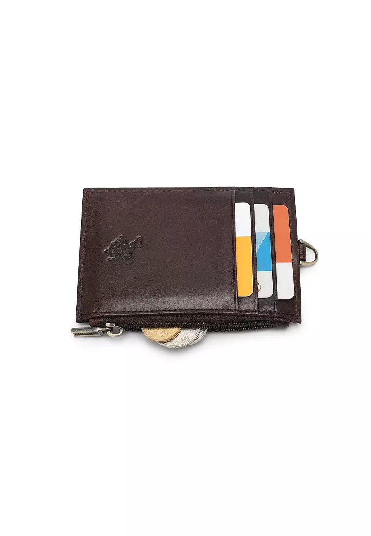 Genuine Leather RFID Lanyard - Brown