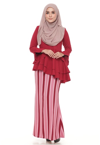 Peplum Lenny (Maroon) from Ms.Husna Apparel in Red