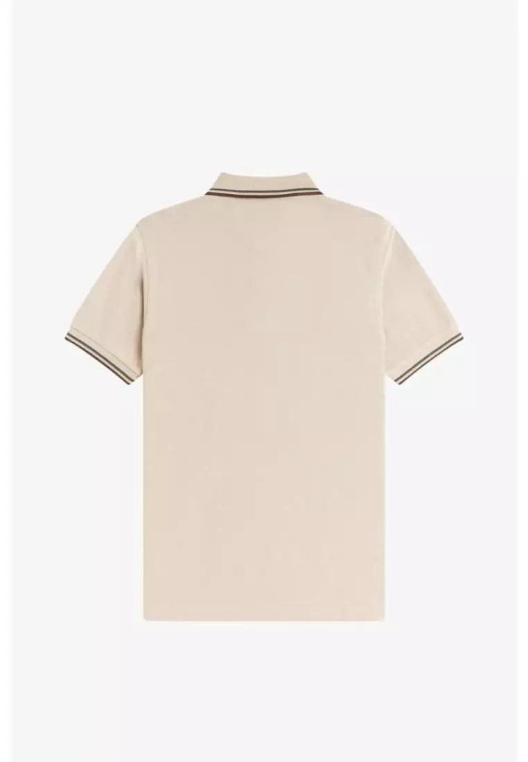 Fred Perry M3600 Twin Tipped Fred Perry Shirt (Warm Oat / Court Green / Burnt Tobacco)
