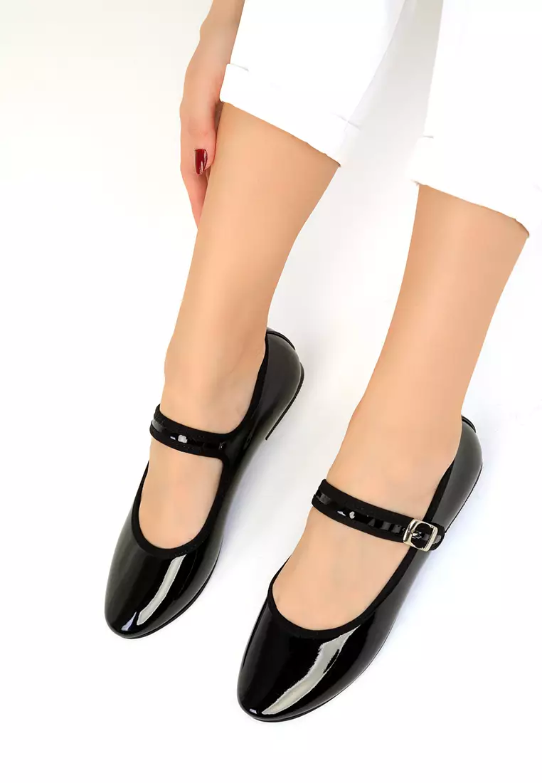 Black Patent Leather Women's Ballerinas 19004