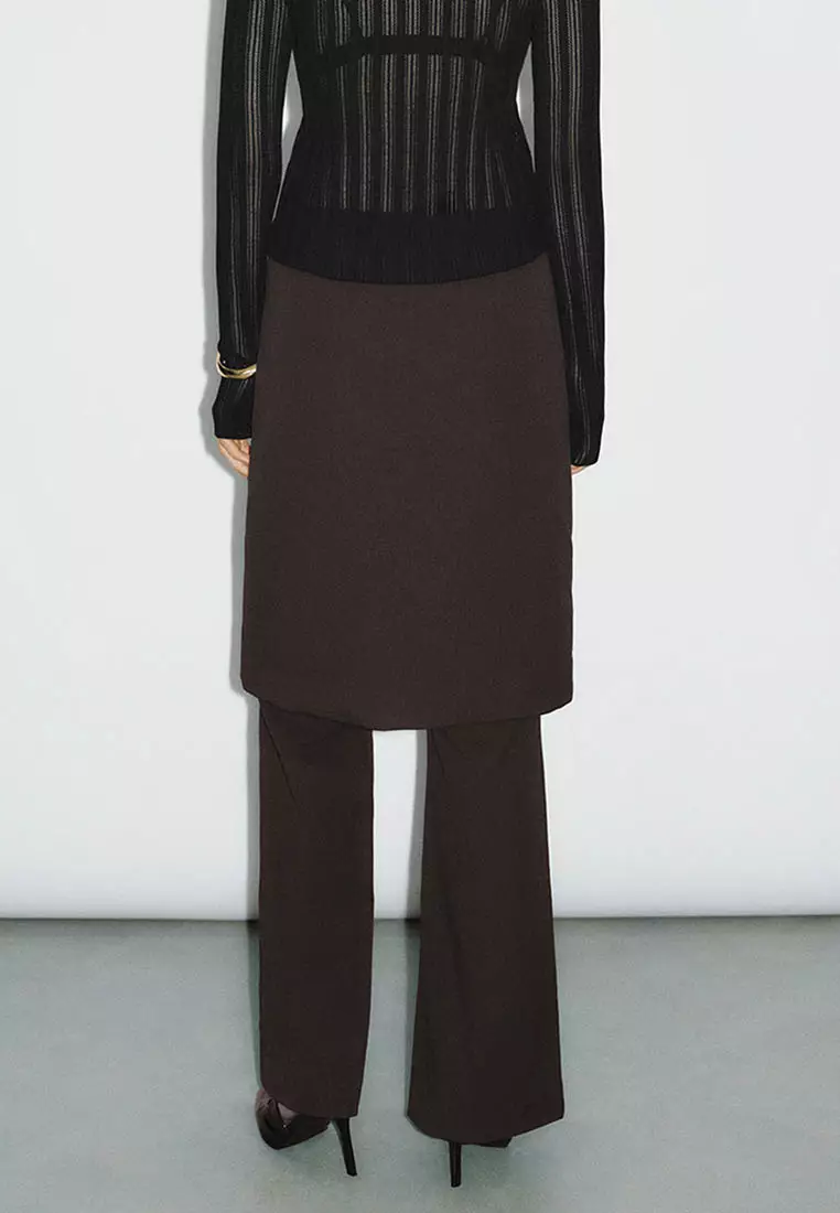 UR秋季新款女装时髦假两件设计感开衩喇叭裤UWG640103