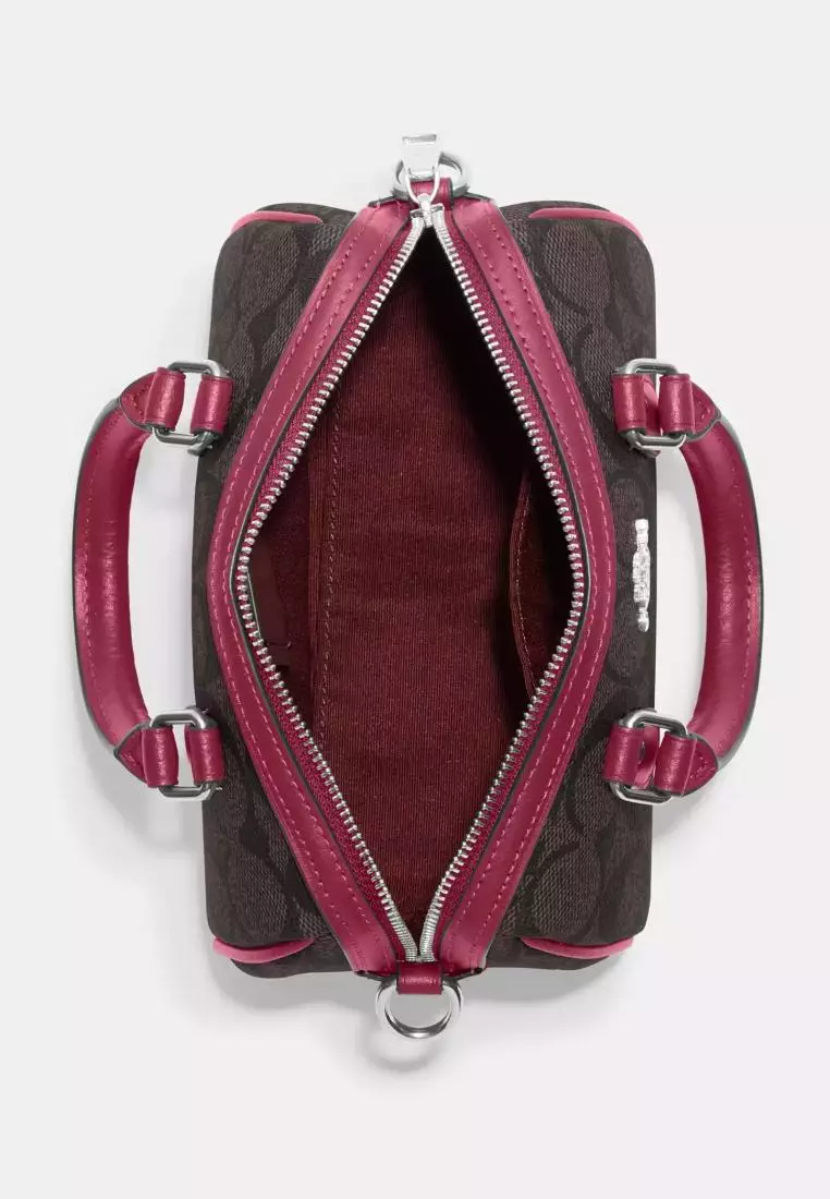 Coach Mini Rowan Crossbody In Signature Canvas Brown Bright Violet