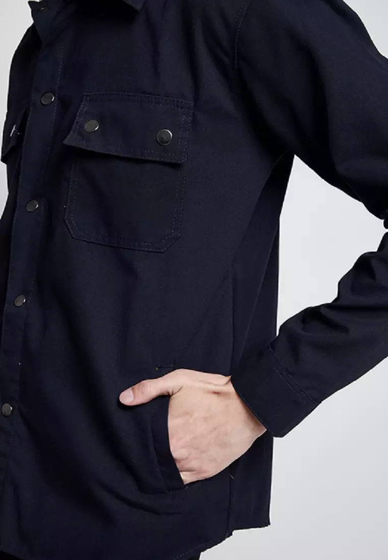 Jaket parka outer jaket pria semi parka warna Biru dongker