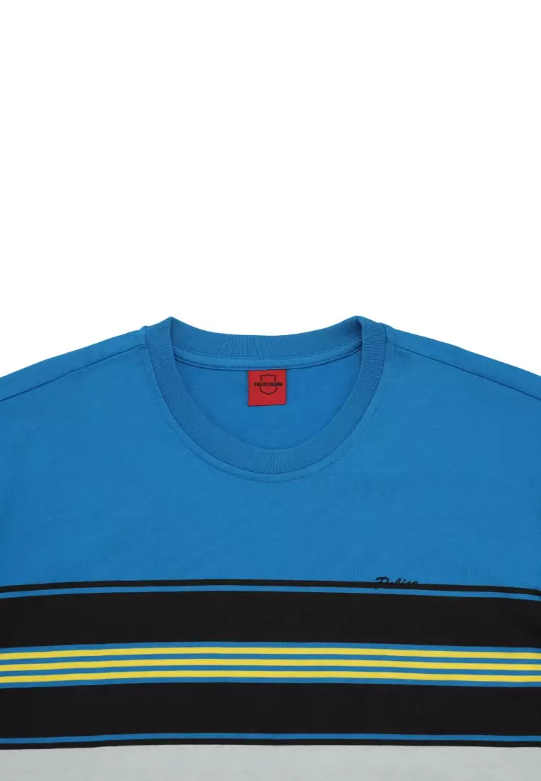 POLICE T-Shirt Salur Bordir Cotton Premium Tebal Pria 53004