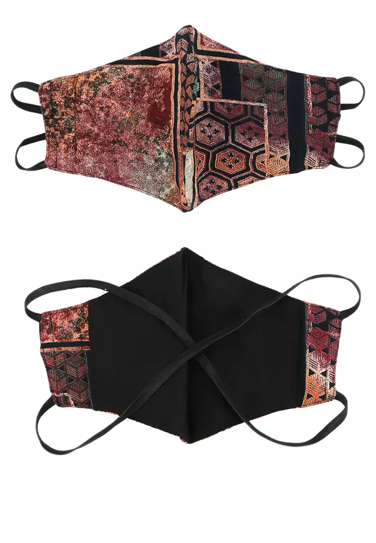 Mahira Maxi Dress In Green Black Print W/ Mask